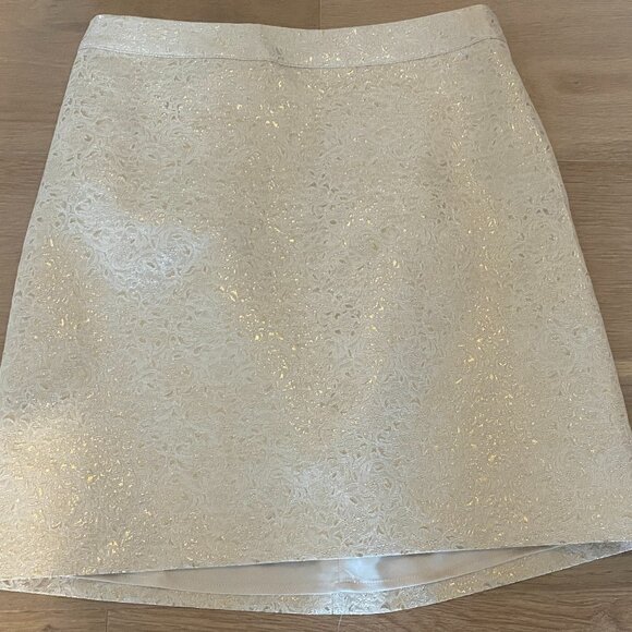 Bebe Gold Print Metallic Skirt Size 10 - Picture 2 of 12